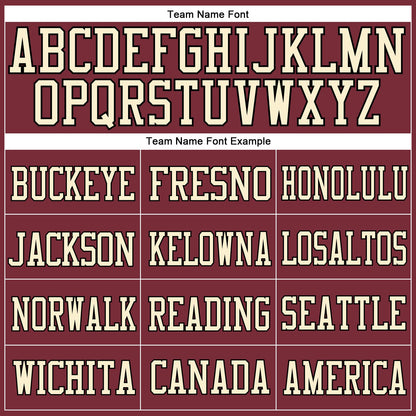 Custom Burgundy Cream-Black Mesh Authentic Football Jersey