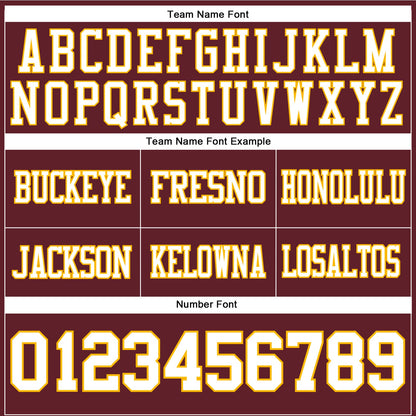 Custom Burgundy White-Gold Mesh Authentic Football Jersey