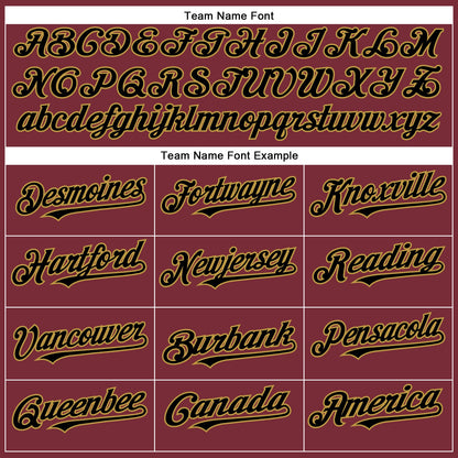 Custom Burgundy Black-Old Gold Authentic Baseball Jersey