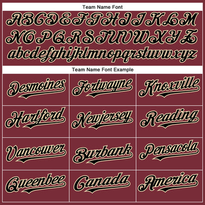 Custom Burgundy Black-City Cream Authentic Baseball Jersey