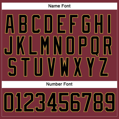 Custom Burgundy Black-Old Gold Hockey Lace Neck Jersey