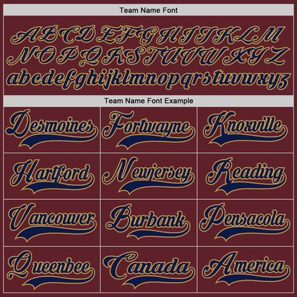 Custom Burgundy Navy-Old Gold Hockey Jersey