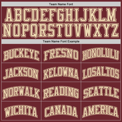 Custom Burgundy Cream Authentic Basketball Jersey