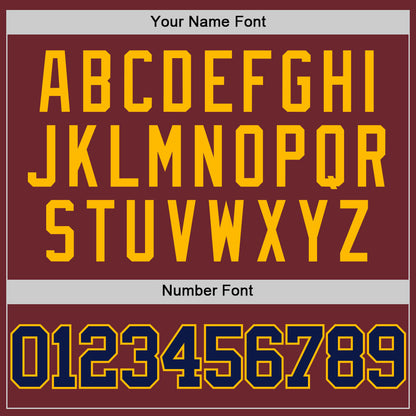 Custom Burgundy Navy-Gold Authentic Basketball Jersey