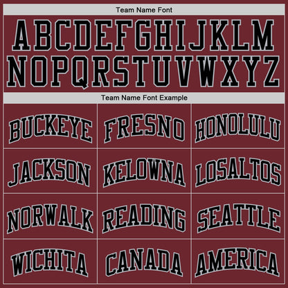 Custom Burgundy Black-Gray Authentic Basketball Jersey