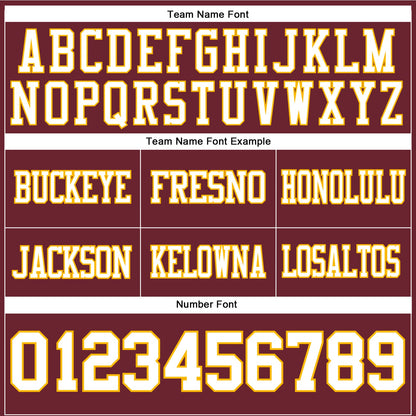 Custom Burgundy White-Gold Mesh Authentic Football Jersey