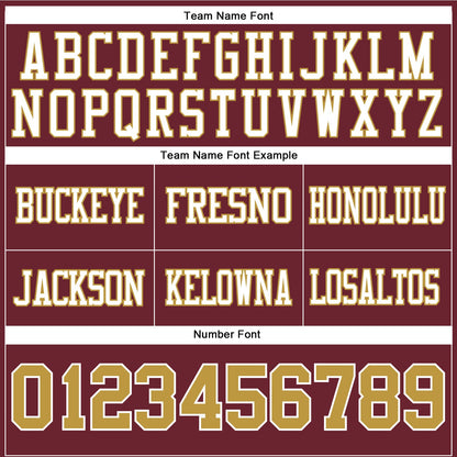 Custom Burgundy Old Gold-White Mesh Authentic Football Jersey