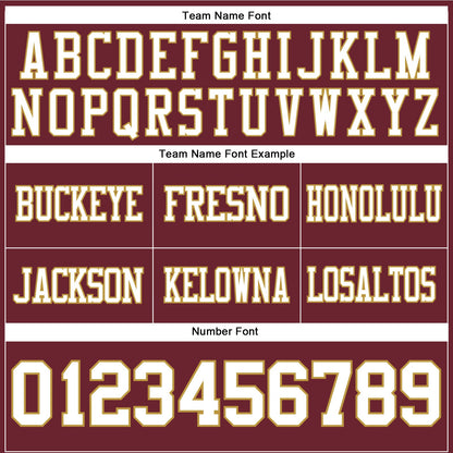 Custom Burgundy White-Old Gold Mesh Authentic Football Jersey