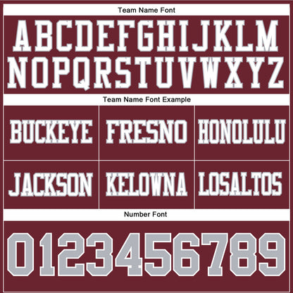 Custom Burgundy Gray-White Mesh Authentic Football Jersey