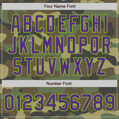Custom Camo Purple-Neon Green Authentic Salute To Service Baseball Jersey