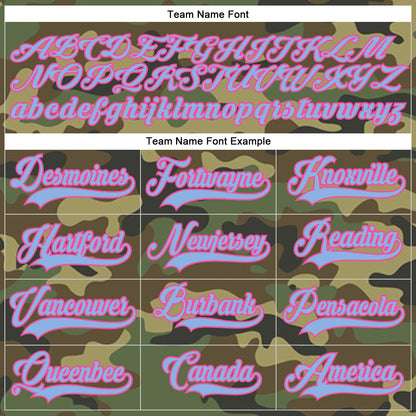 Custom Camo Light Blue-Pink Salute To Service Hockey Lace Neck Jersey