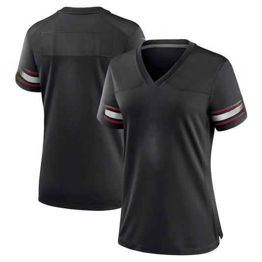 Custom Women's Cardinals Black/White Exact Replica Football Jersey