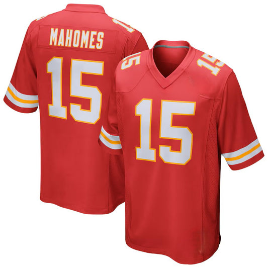 Custom Men's KC Chiefs Red/White/Black Exact Replica Football Jersey