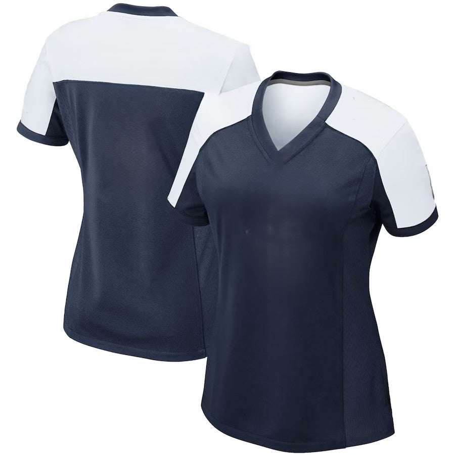 Custom Women's Cowboys Nevy/White Exact Replica Alternate Football Jersey