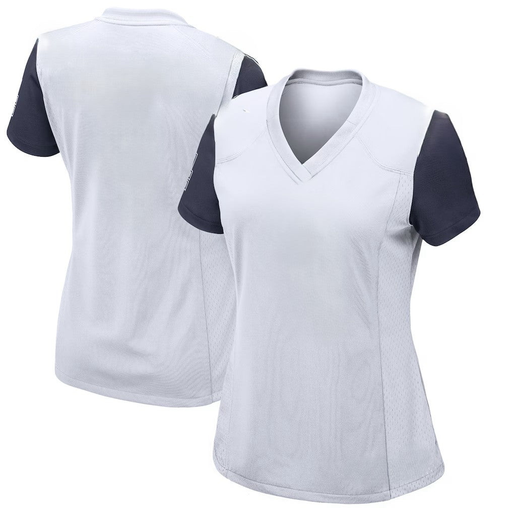 Custom Women's Cowboys Nevy/White Exact Replica Alternate Football Jersey