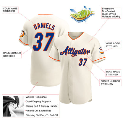 Custom Cream Royal-Orange Authentic Baseball Jersey
