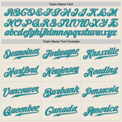 Custom Cream Teal Pinstripe Teal-Gray Authentic Baseball Jersey