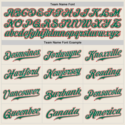 Custom Cream Kelly Green-Red Authentic Baseball Jersey