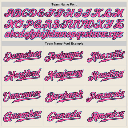 Custom Cream Light Blue Black-Pink Authentic Baseball Jersey