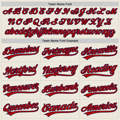 Custom Cream Navy Pinstripe Red Authentic Baseball Jersey