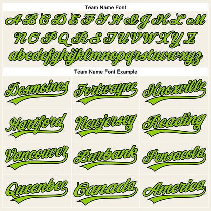 Custom Cream Black Pinstripe Neon Green Authentic Baseball Jersey