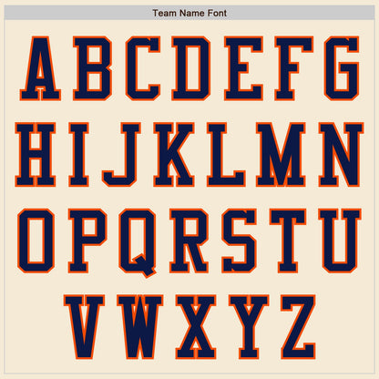 Custom Cream Navy-Orange Authentic Baseball Jersey
