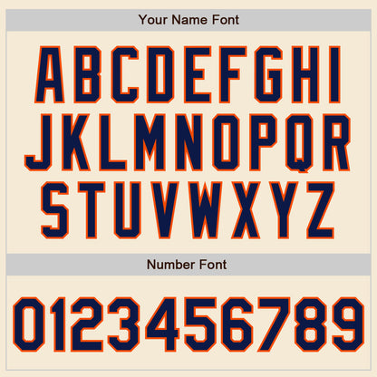 Custom Cream Navy-Orange Authentic Baseball Jersey