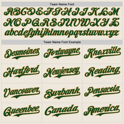 Custom Cream Green-Old Gold Authentic Baseball Jersey