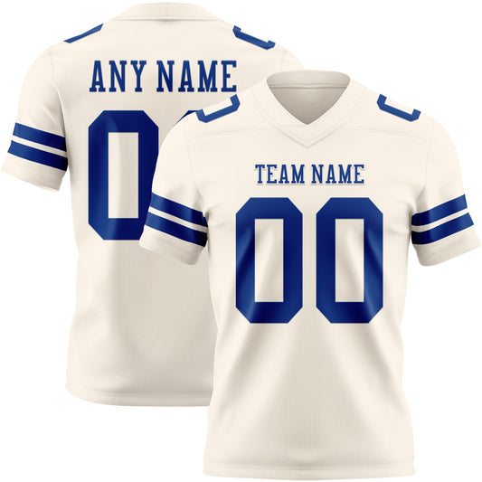 Custom Cream Royal Mesh Authentic Football Jersey