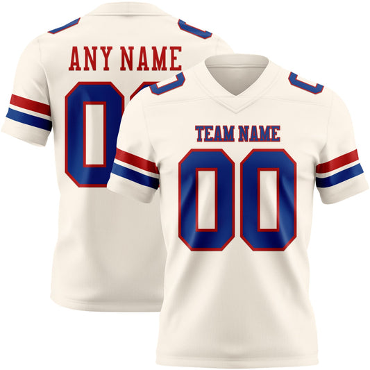 Custom Cream Royal-Red Mesh Authentic Football Jersey