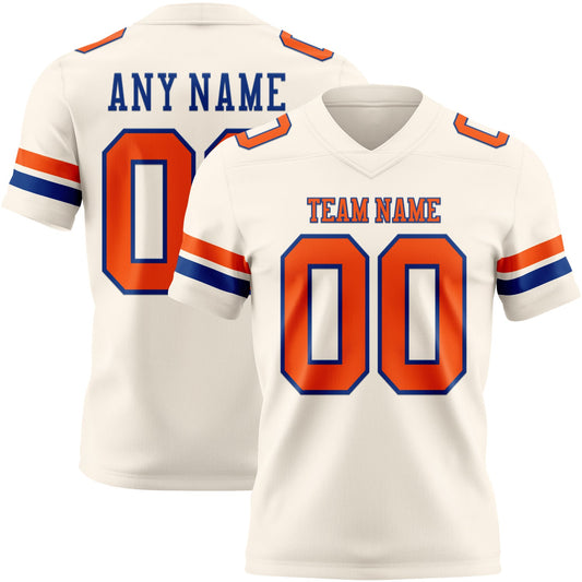 Custom Cream Orange-Royal Mesh Authentic Football Jersey
