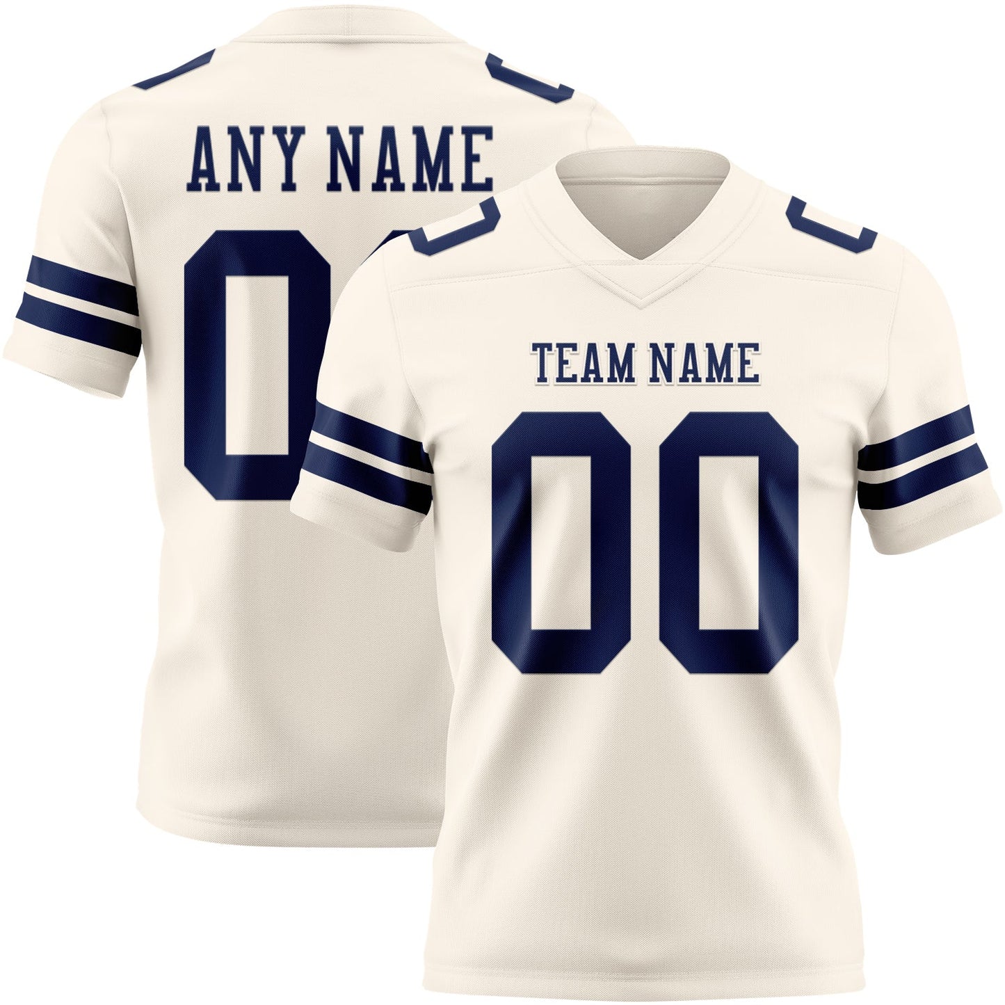 Custom Cream Navy Mesh Authentic Football Jersey