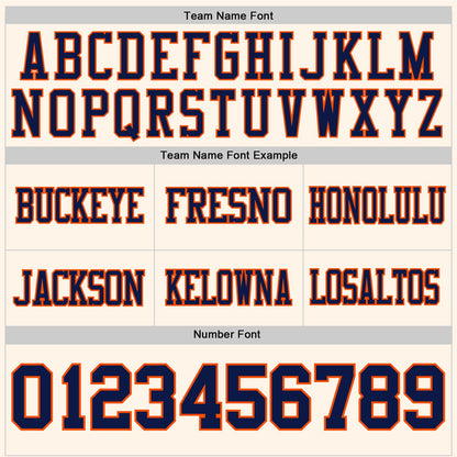Custom Cream Navy-Orange Mesh Authentic Football Jersey