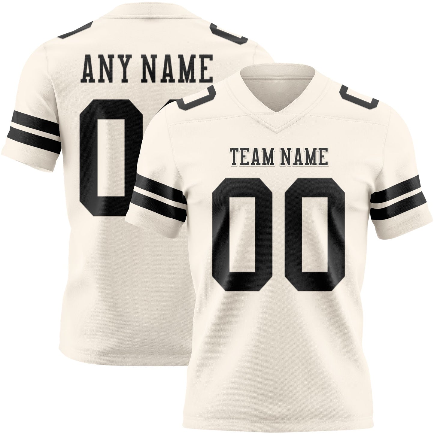 Custom Cream Black Mesh Authentic Football Jersey
