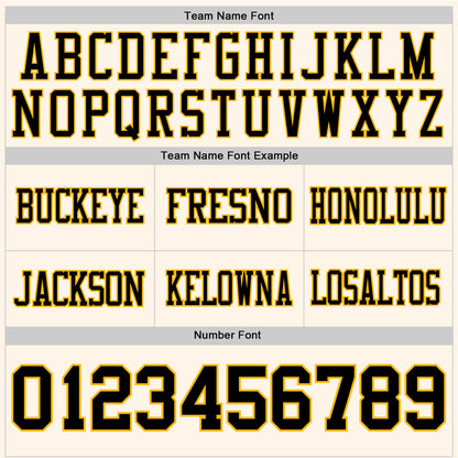 Custom Cream Black-Gold Mesh Authentic Football Jersey