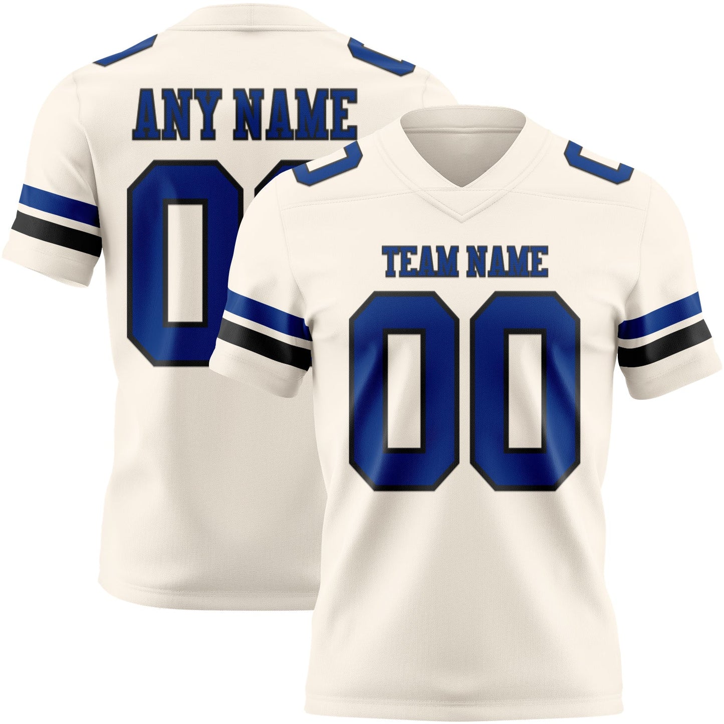 Custom Cream Royal-Black Mesh Authentic Football Jersey