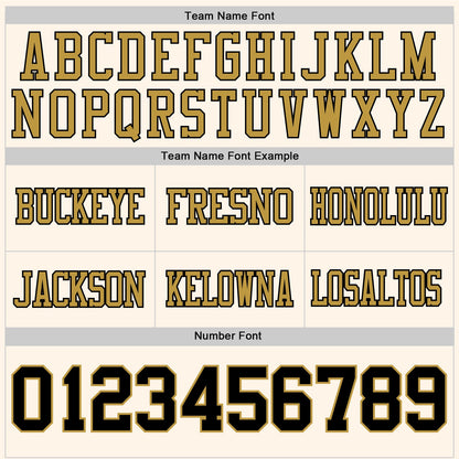 Custom Cream Black-Old Gold Mesh Authentic Football Jersey