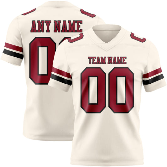 Custom Cream Cardinal-Black Mesh Authentic Football Jersey