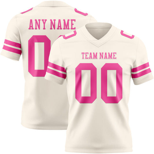 Custom Cream Pink Mesh Authentic Football Jersey
