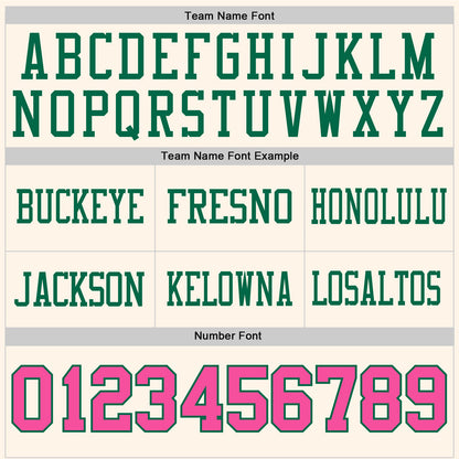 Custom Cream Pink-Kelly Green Mesh Authentic Football Jersey