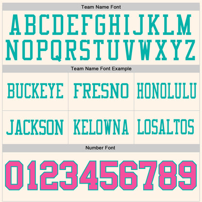 Custom Cream Pink-Aqua Mesh Authentic Football Jersey