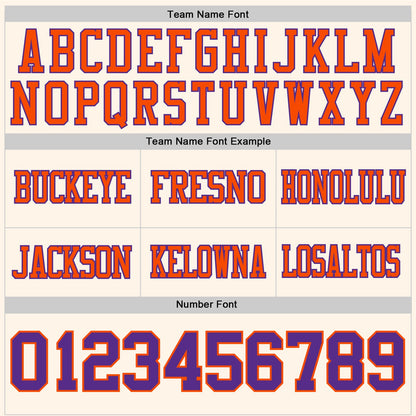 Custom Cream Purple-Orange Mesh Authentic Football Jersey