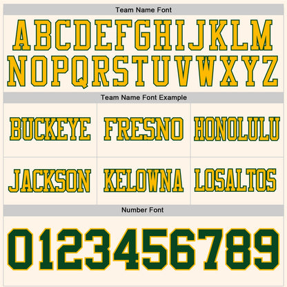 Custom Cream Green-Gold Mesh Authentic Football Jersey