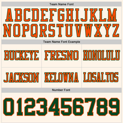 Custom Cream Green-Orange Mesh Authentic Football Jersey
