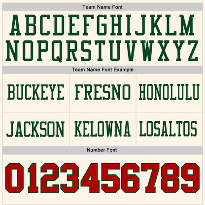 Custom Cream Red-Green Mesh Authentic Football Jersey