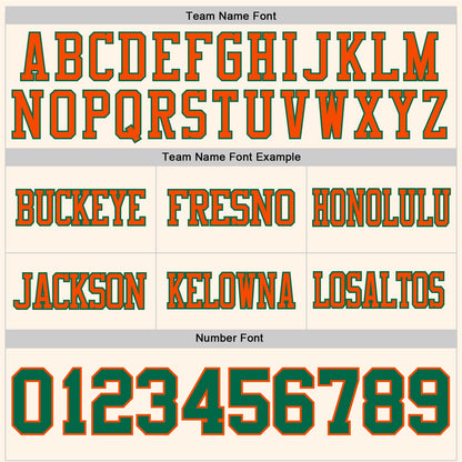 Custom Cream Kelly Green-Orange Mesh Authentic Football Jersey