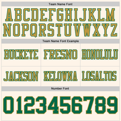 Custom Cream Kelly Green-Old Gold Mesh Authentic Football Jersey