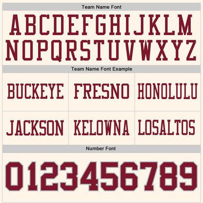 Custom Cream Crimson-Gray Mesh Authentic Football Jersey