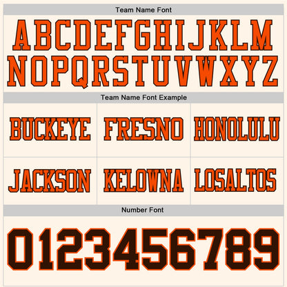 Custom Cream Brown-Orange Mesh Authentic Football Jersey