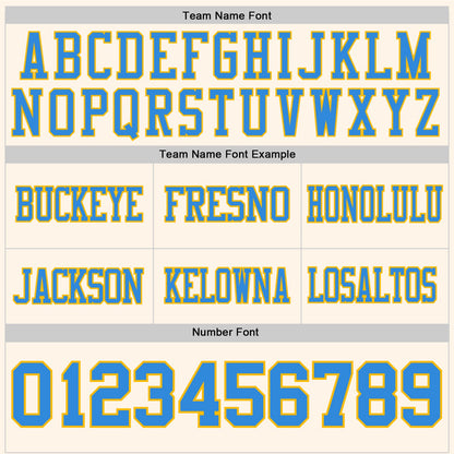 Custom Cream Powder Blue-Gold Mesh Authentic Football Jersey